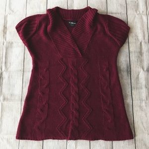 Our Time Babydoll Short Sleeve Sweater in Wine